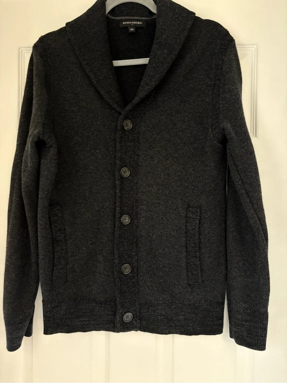 Banana Republic Men's Charcoal Shawl-Collar Cardigan